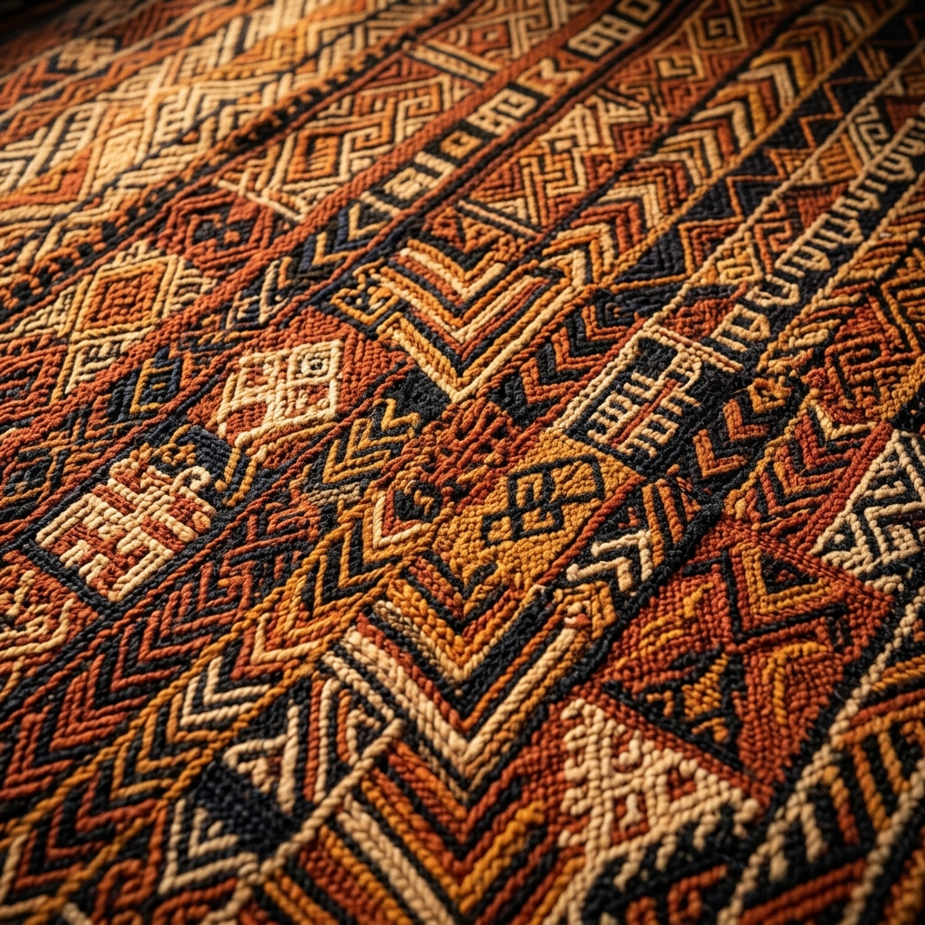 Textil tradicional con patrones geométricos